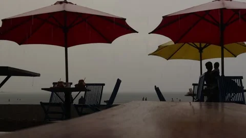 Afternoon Rain at the Beach (3) Stock-Footage 297051177