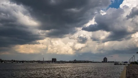Afternoon Storm Clouds Developing Over Baltimore Harbor Timelapse Video stock 82266745