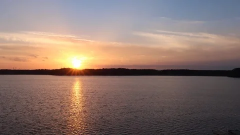 Afternoon sunset over lake Crabtree in the winter Stock Footage