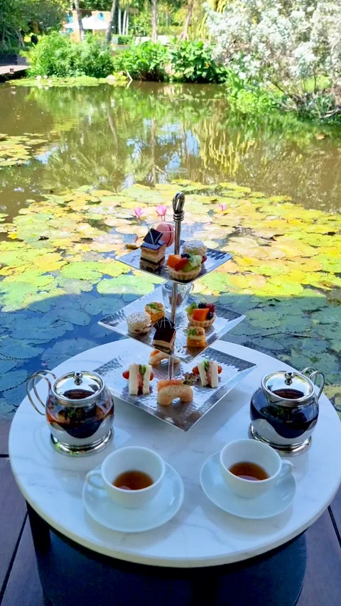 Afternoon Tea At A Water Pond High Tea Stock Video Pond5