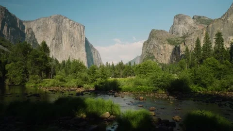 Afternoon Time-lapse at Valley View, Yosemite National Park, Summer 4k Stock Footage 138055499