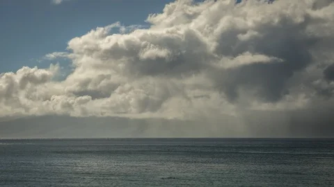 Afternoon Timelapse of Dramatic Moving Clouds Between Maui and Molokai Stock Footage 129047528