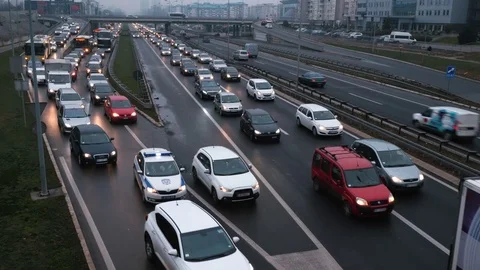 Afternoon Traffic Jam on the Highway Stock Footage 83757253