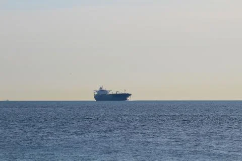 Afternoon Tranquility: Ship on the Bosphorus Strait Stock Photos