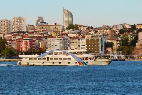 Afternoon Tranquility: Ship on the Bosphorus Strait Stock Photos
