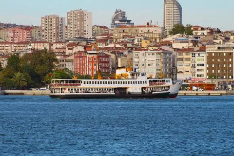 Afternoon Tranquility: Ship on the Bosphorus Strait Stock Photos