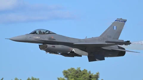 AFW2024: Hellenic Air Force, Zeus Demo Team, F-16 Fighting Falcon fighter Stock Footage 296673833