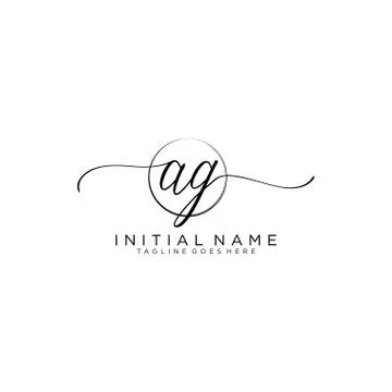 AG Initial handwriting logo with circle template vector Stock Illustration