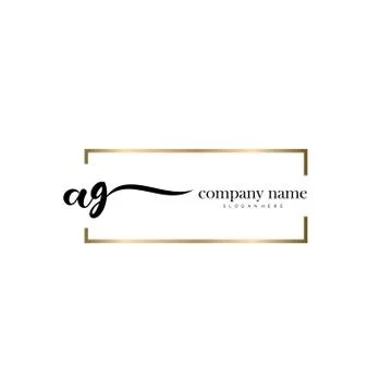 AG Initial Letter handwriting logo hand drawn template vector Ilustração Stock