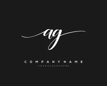 AG Initial Letter handwriting logo hand drawn template vector Ilustração Stock