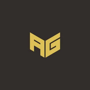 AG Logo Letter Initial Logo Designs Template with Gold and Black Background Stock Illustration