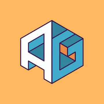 AG  monogram lettering with perspective geometric concept Stock Illustration