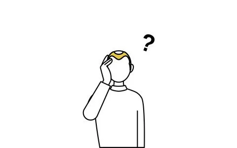 AGA man is thinking with his hand on his cheek Illustrazione stock