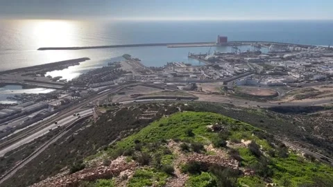 Agadir Harbor and Atlantic Ocean Panorama From Oufella Fortress Stock Footage 334751648