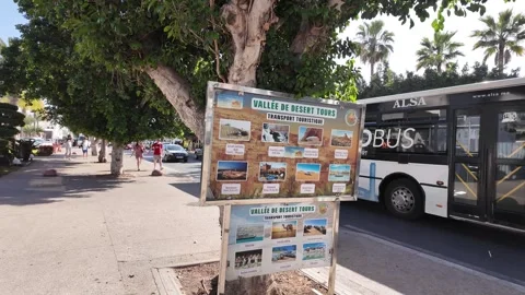 Agadir Morocco tour excursion poster offer for desert North Africa tourist Stock Footage 311449867