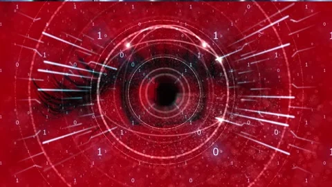 Against the background of a female eye, there is a symbolic movement of Stock Footage 238554591