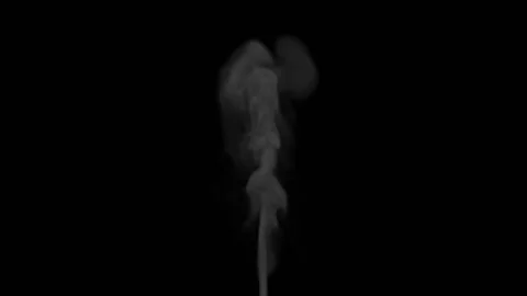 Against a black background, a wisp of smoke from an invisible cigarette rises Stock Footage 168505975