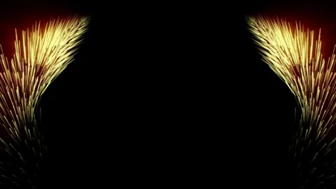 Against a dark background, yellow and orange tufts of lines appear on the sides Stock Footage 284373548