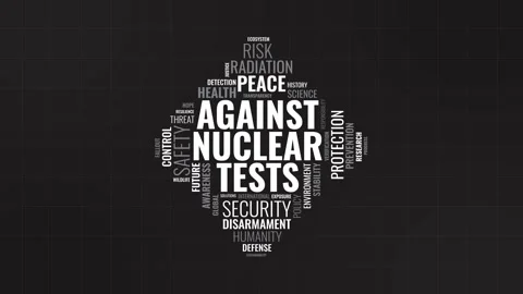 Against nuclear tests word cloud animation with safety security and peace t.. Stock Footage 341665347