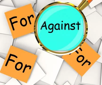 Against for post-it papers mean disagree with or support Stock Illustration