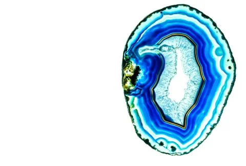 Agate stone with natural bird pattern isolated on white background Foto stock