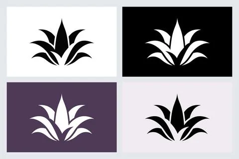 Agave Plant Vector Logo Icon Set Stock Illustration