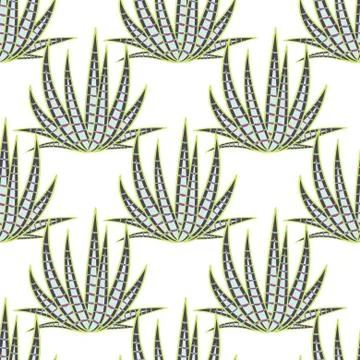 Agave succulent desert seamless pattern Stock Illustration