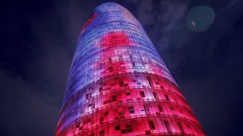 Agbar tower glowing at night Stock Footage 7728486