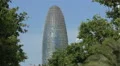 Agbar Tower seen behind the trees in Barcelona 4k or 4k+ Resolution