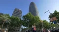 Agbar Tower seen from Diagonal Avenue in Barcelona 4k or 4k+ Resolution
