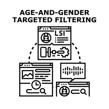 Age and gender targeted filtering analytics service Stock Illustration