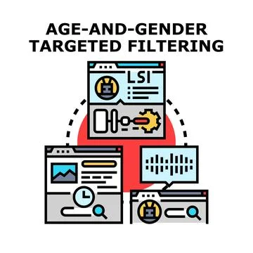 Age and gender targeted filtering analytics service Stock Illustration