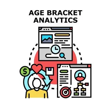 Age bracket analytics and audience segmentation marketing strategy Stock Illustration