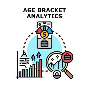 Age bracket analytics and demographic data analysis concept Illustrazione stock