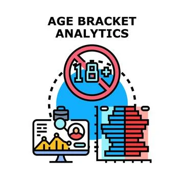 Age bracket analytics and demographic data report Stock Illustration