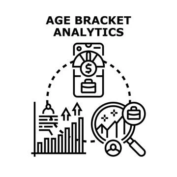 Age bracket analytics and demographic data analysis concept Stock Illustration