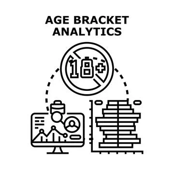 Age bracket analytics and demographic data report Stock Illustration