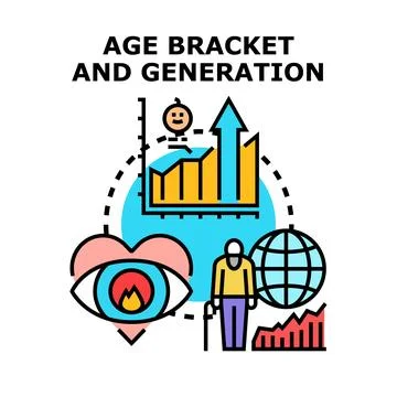 Age bracket and generation demographic concept illustration Stock Illustration