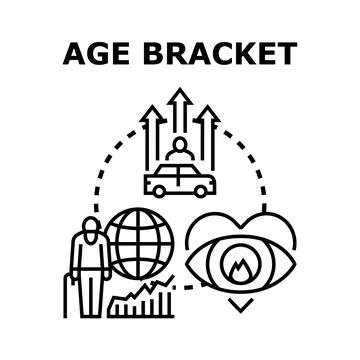 Age bracket concept involving demographic and trend analysis Illustrazione stock
