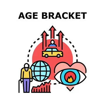 Age bracket concept involving demographic and trend analysis Stock Illustration