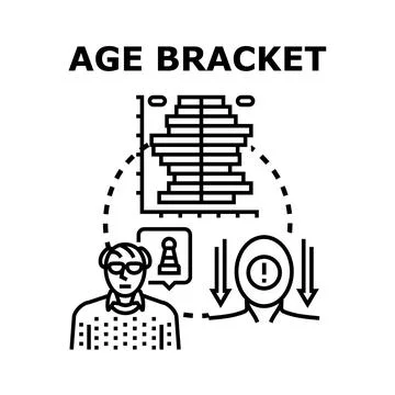 Age bracket demographic population pyramid analysis concept Stock Illustration
