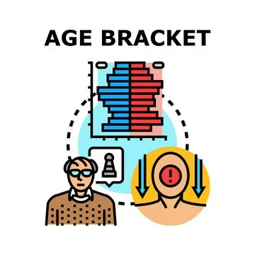 Age bracket demographic population pyramid analysis concept Stock Illustration