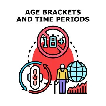 Age brackets and time periods concept vector illustration Stock Illustration