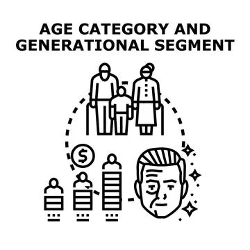 Age category and generational segment concept icon Stock Illustration
