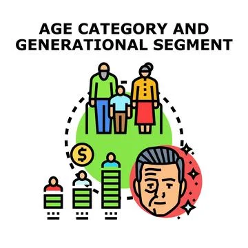 Age category and generational segment concept icon Stock Illustration