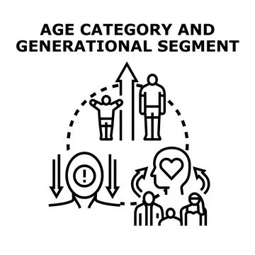 Age category and generational segment concept visualizing demographics 스톡 일러스트