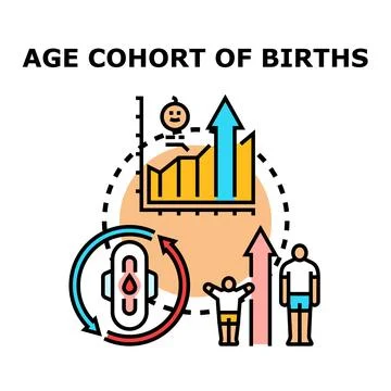 Age cohort of births vector concept evolving illustration Stock Illustration