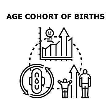 Age cohort of births vector concept evolving illustration Stock Illustration