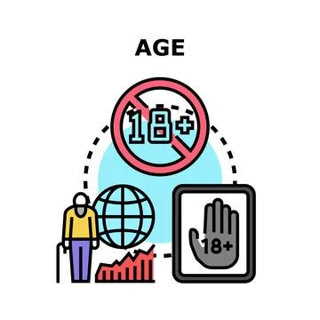 Age control verifying senior population and mature content access Illustrazione stock