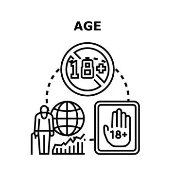 Age control verifying senior population and mature content access イラスト素材